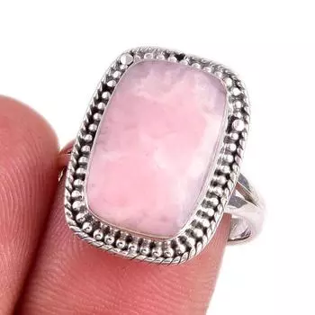 Ювелирное кольцо из чистого серебра 925 пробы с натуральным розовым опалом, размер 8 C2w32