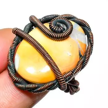 Ювелирное кольцо из медной проволоки с драгоценным камнем Малигано Джаспер, размер 6,5