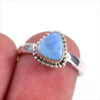 Ювелирное кольцо из натурального австралийского опала 925 пробы из твердого серебра S.6 u6P08