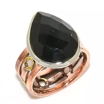 Ювелирное кольцо из натурального черного камня онекс, двухцветное ювелирное кольцо из стерлингового серебра 925 пробы S.9.5 G5Z09