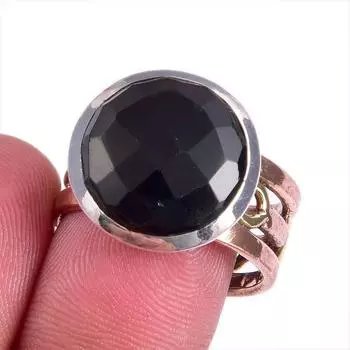 Ювелирное кольцо из натурального черного камня онекс, двухцветное ювелирное кольцо из стерлингового серебра 925 пробы S.8 H5V00
