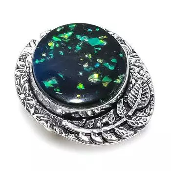 Ювелирное кольцо из натурального дихроичного стекла, ювелирное кольцо из стерлингового серебра 925 пробы, размер 10 U7F62