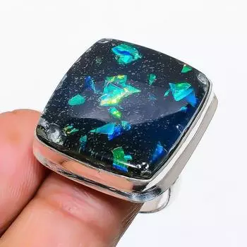 Ювелирное кольцо из натурального дихроичного стекла, стерлингового серебра 925 пробы, размер 7,5 L1n22