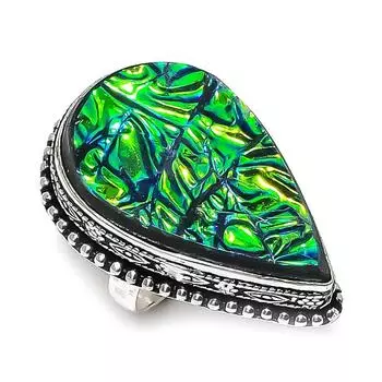 Ювелирное кольцо из натурального дихроичного стекла, ювелирное кольцо из стерлингового серебра 925 пробы, размер 7 T9z90