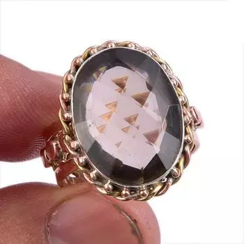 Ювелирное кольцо из натурального дымчатого кварца, двухцветное ювелирное кольцо из стерлингового серебра 925 пробы S.9 W1W14