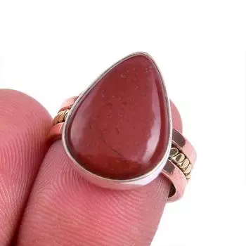 Ювелирное кольцо из натурального красного камня яшмы, двухцветное ювелирное кольцо из стерлингового серебра 925 пробы S.6 i2g70