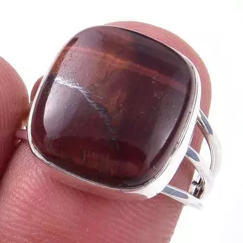 Ювелирное кольцо из натурального красного тигрового глаза из стерлингового серебра 925 пробы S.7 s5D02
