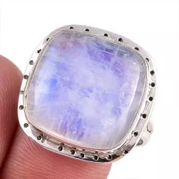 Ювелирное кольцо из натурального радужного лунного камня 925 пробы, размер 10 Y6o02