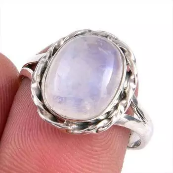 Ювелирное кольцо из натурального радужного лунного камня 925 пробы, размер 7,5 n6y73