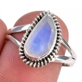 Ювелирное кольцо из натурального радужного лунного камня 925 пробы, размер 7,5 y5s86