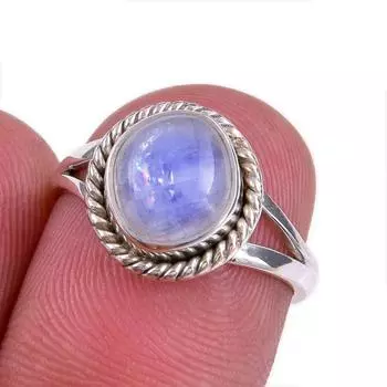 Ювелирное кольцо из натурального радужного лунного камня 925 пробы, размер 5,5 u0I62