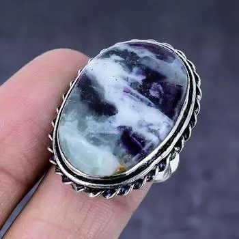 Ювелирное кольцо из натурального серебра 925 пробы с натуральным аквамарином ручной работы, размер 9 G3s08