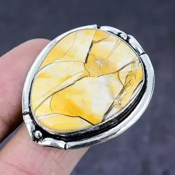 Ювелирное кольцо из натурального серебра 925 пробы ручной работы с натуральным драгоценным камнем Мукаит, размер 10 m2D60