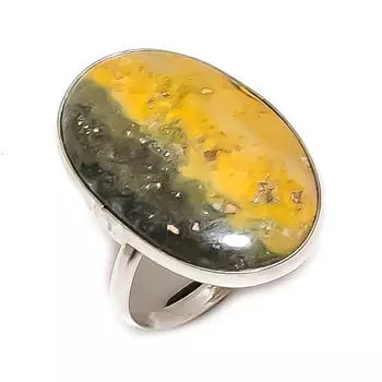 Ювелирное кольцо из натурального серебра 925 пробы с яшмой шмеля, размер 7,5 c6n63