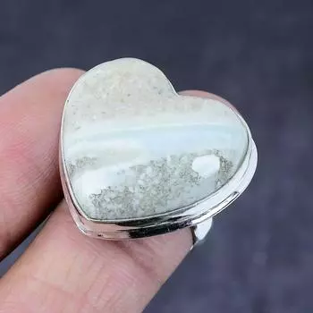 Ювелирное кольцо из натурального зеленого опала ручной работы из серебра 925 пробы, размер 8 R9L53