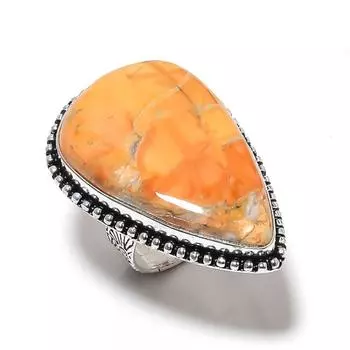 Ювелирное кольцо из серебра 925 пробы с драгоценным камнем Malinga Jasper, размер 6 L6J13