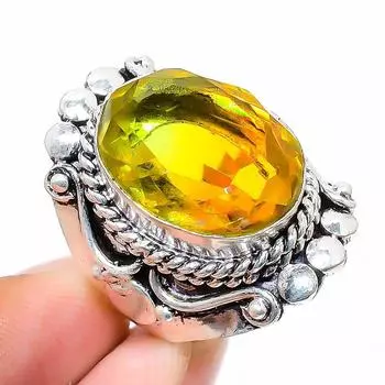 Ювелирное кольцо из серебра 925 пробы с драгоценным камнем цитрином, размер 6 a7z17 6 жёлтый