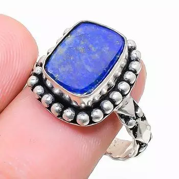 Ювелирное кольцо из серебра 925 пробы с драгоценным камнем лазурит, размер 7 d8L09 7 синий