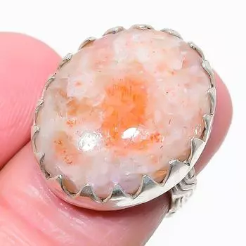 Ювелирное кольцо из серебра 925 пробы с драгоценным камнем Sunstone, размер 6 S9E09 6 красный