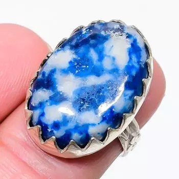 Ювелирное кольцо из серебра 925 пробы с драгоценным камнем лазурит, размер 7 n3S61 7 синий