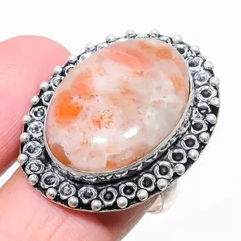 Ювелирное кольцо из серебра 925 пробы с драгоценным камнем Sunstone, размер 10 M1O00 10 красный