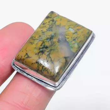 Ювелирное кольцо из серебра 925 пробы с натуральным океаническим яшмовым камнем, размер 8,5 h9H62