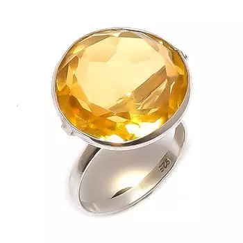 Ювелирное кольцо из серебра 925 пробы с натуральным цитрином, размер 8,5 Q6F07