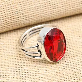 Ювелирное кольцо из стерлингового серебра 925 пробы с красным гранатом ручной работы для женщин