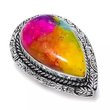 Ювелирное кольцо из стерлингового серебра 925 пробы с натуральным радужным солнечным кварцем, размер 7 S9R69