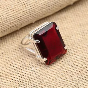 Ювелирное кольцо из стерлингового серебра 925 пробы с красным гранатом и драгоценным камнем ручной работы для подарка 4 красный