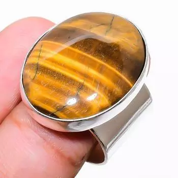Ювелирное кольцо из стерлингового серебра 925 пробы с тигровым глазом, размер 7,5 C1N79 7.5 жёлтый