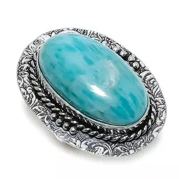 Ювелирное кольцо из стерлингового серебра 925 пробы с натуральным амазонитом, размер 9,5 f6Q38