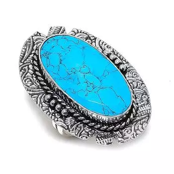 Ювелирное кольцо из стерлингового серебра 925 пробы с натуральным тибетским бирюзовым камнем, размер 7 v3D22