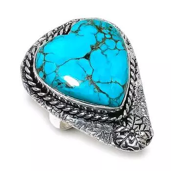 Ювелирное кольцо из стерлингового серебра 925 пробы с натуральным тибетским бирюзовым камнем, размер 10 I0w54