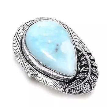 Ювелирное кольцо из стерлингового серебра 925 пробы с натуральным аквамарином, размер 7 h5L78