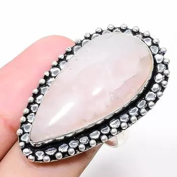 Ювелирное кольцо из стерлингового серебра 925 пробы с розовым кварцем, размер 7,5, O5h38 7.5 розовый