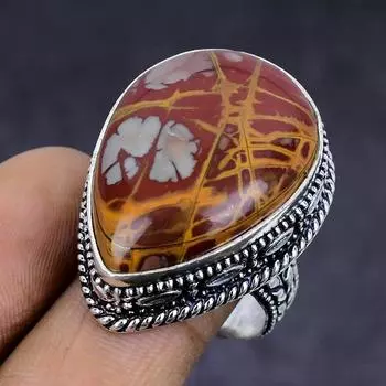 Ювелирное кольцо из стерлингового серебра 925 пробы с натуральным драгоценным камнем Норина Джаспер, размер 9,5 v8q19