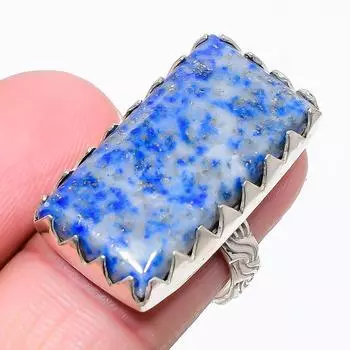 Ювелирное кольцо из стерлингового серебра 925 пробы с драгоценным камнем лазурит, размер 8 Z3b19 8 синий