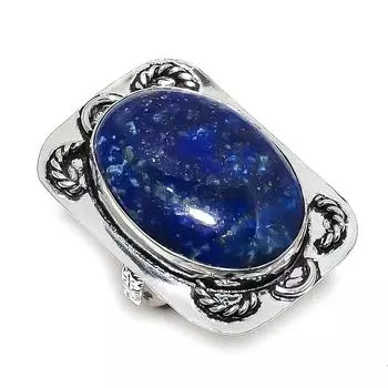 Ювелирное кольцо из стерлингового серебра 925 пробы с натуральным лазуритом, размер 9 H2O19