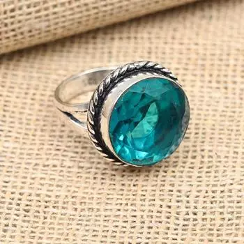 Ювелирное кольцо из стерлингового серебра 925 пробы с индиколитом и турмалином ручной работы для свадебного подарка 4 синий