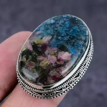 Ювелирное кольцо из стерлингового серебра 925 пробы с натуральным арбузным турмалином S.7 r1L33