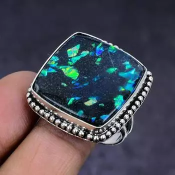 Ювелирное кольцо из стерлингового серебра 925 пробы с натуральным эфиопским опалом, размер 10 c3R96