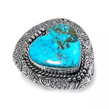 Ювелирное кольцо из стерлингового серебра 925 пробы с натуральной тибетской бирюзой, размер 7,5 Q4L57