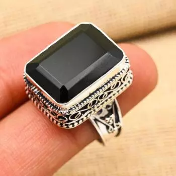 Ювелирное кольцо из стерлингового серебра 925 пробы с черной шпинелью ручной работы для подарка на помолвку 4 чёрный