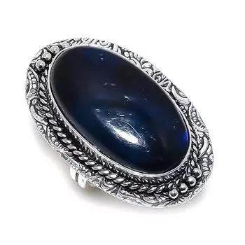 Ювелирное кольцо из стерлингового серебра 925 пробы с натуральным фиолетовым лабрадоритом, размер 8 N8o11