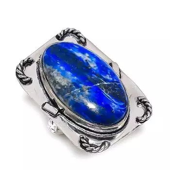 Ювелирное кольцо из стерлингового серебра 925 пробы с натуральным лазуритом, размер 6,5 w2i40