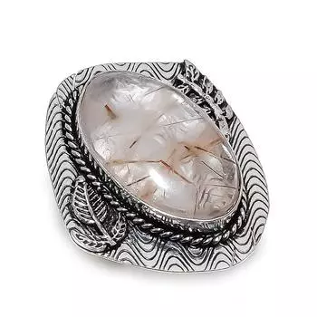 Ювелирное кольцо из стерлингового серебра 925 пробы с натуральным золотым рутилом, размер 10 P3K90