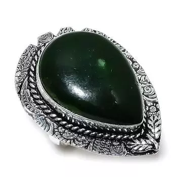 Ювелирное кольцо из стерлингового серебра 925 пробы с натуральным зеленым лабрадором, размер 9,5 n7Q35