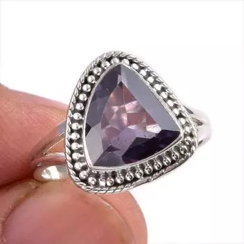 Ювелирное кольцо из стерлингового серебра 925 пробы с натуральным александритом S.7.5 V7P02