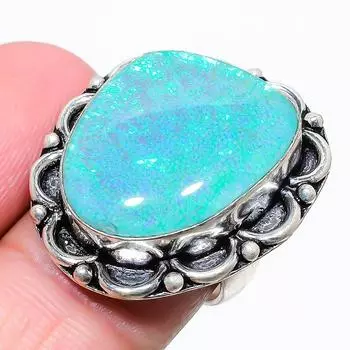 Ювелирное кольцо из стерлингового серебра 925 пробы с синим тройным опалом, размер 7,5 Q5T83 7.5 синий